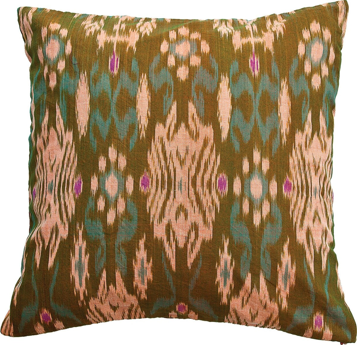 Olive Green Ebba Square Ikat Throw Pillow Cover - PaperLanternStore.com - Paper Lanterns, Decor, Party Lights &amp; More