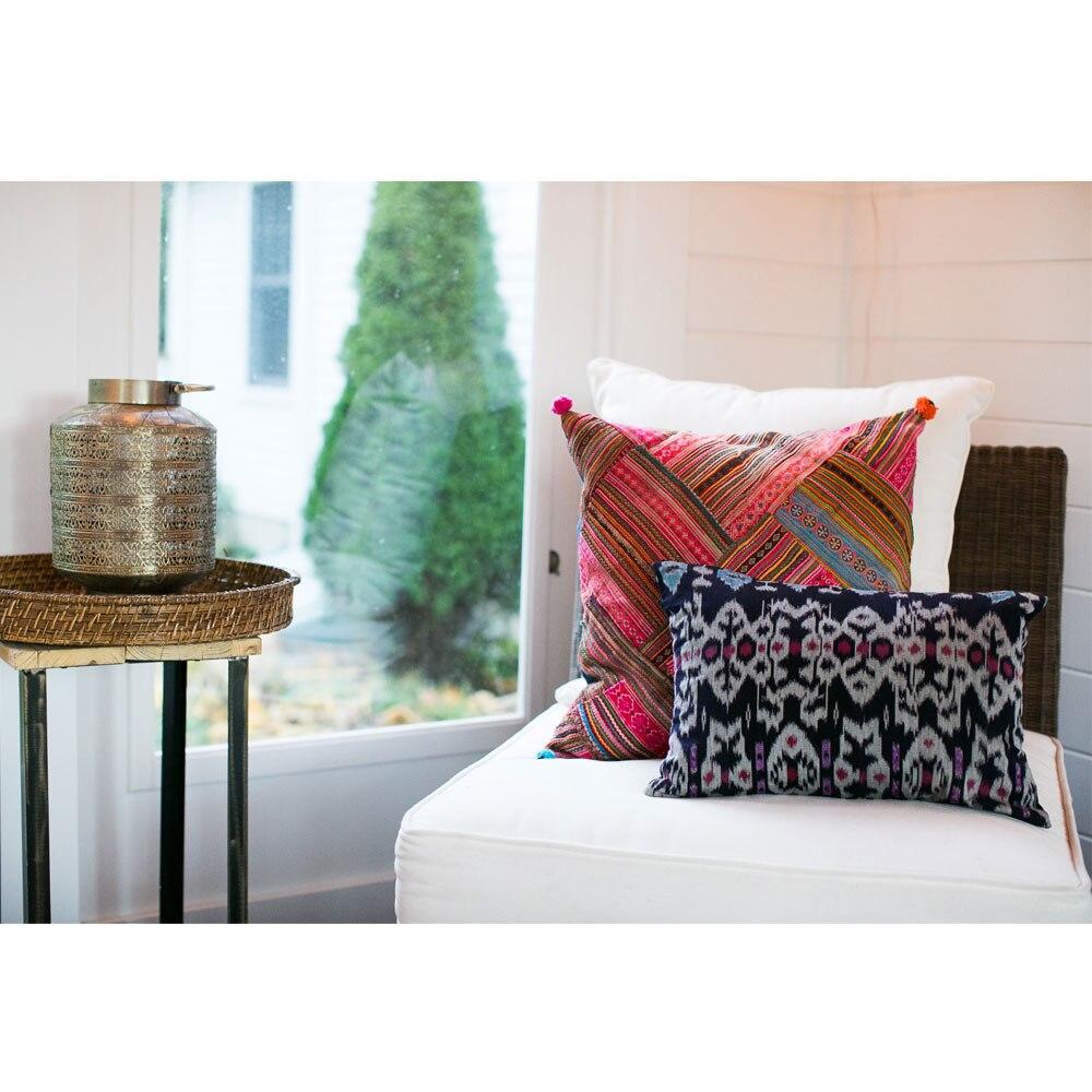 Dark Blue Aini Rectangle Ikat Throw Pillow Cover - PaperLanternStore.com - Paper Lanterns, Decor, Party Lights &amp; More
