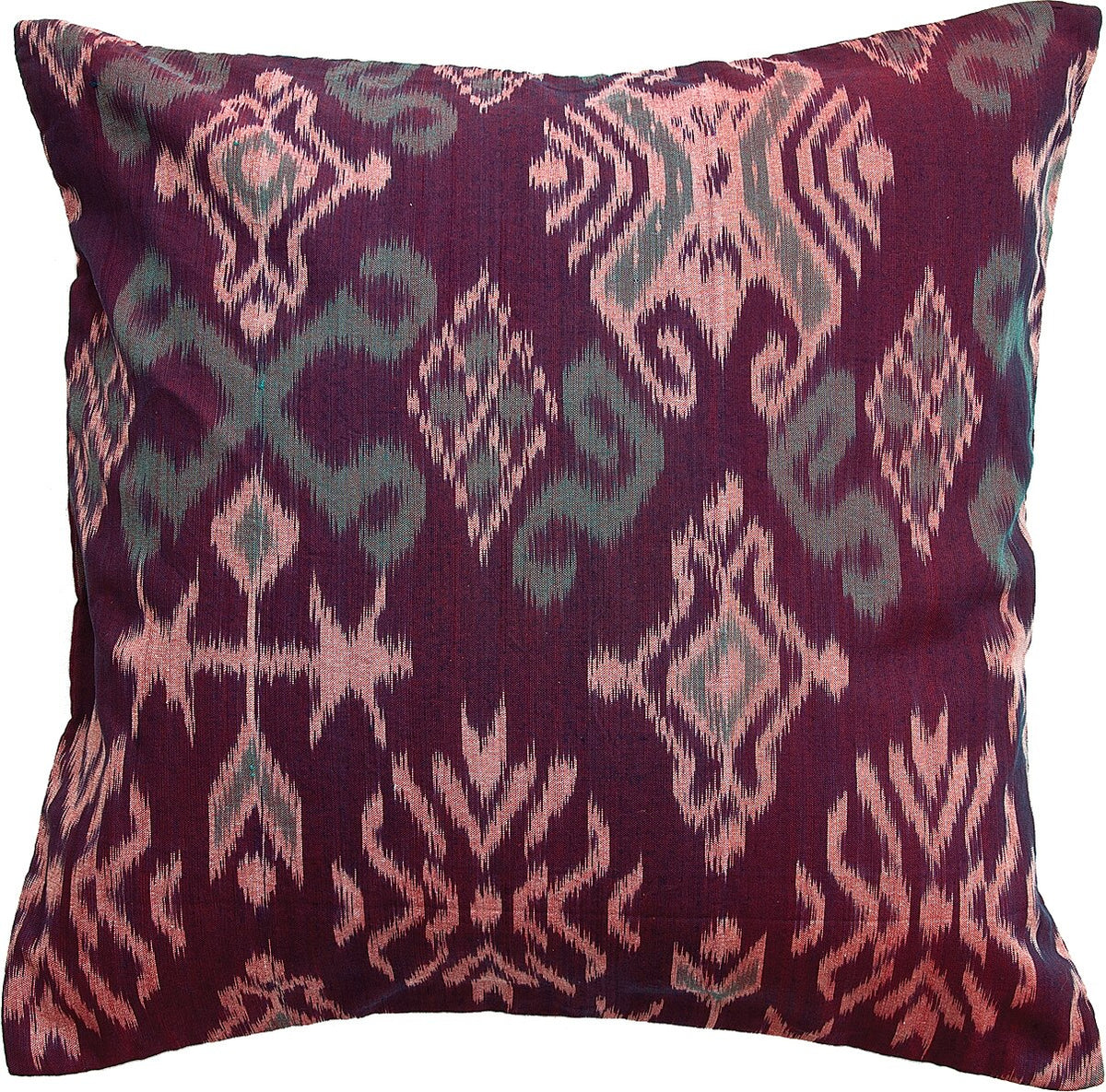 Burgundy Red Ayu Square Ikat Throw Pillow Cover - PaperLanternStore.com - Paper Lanterns, Decor, Party Lights &amp; More