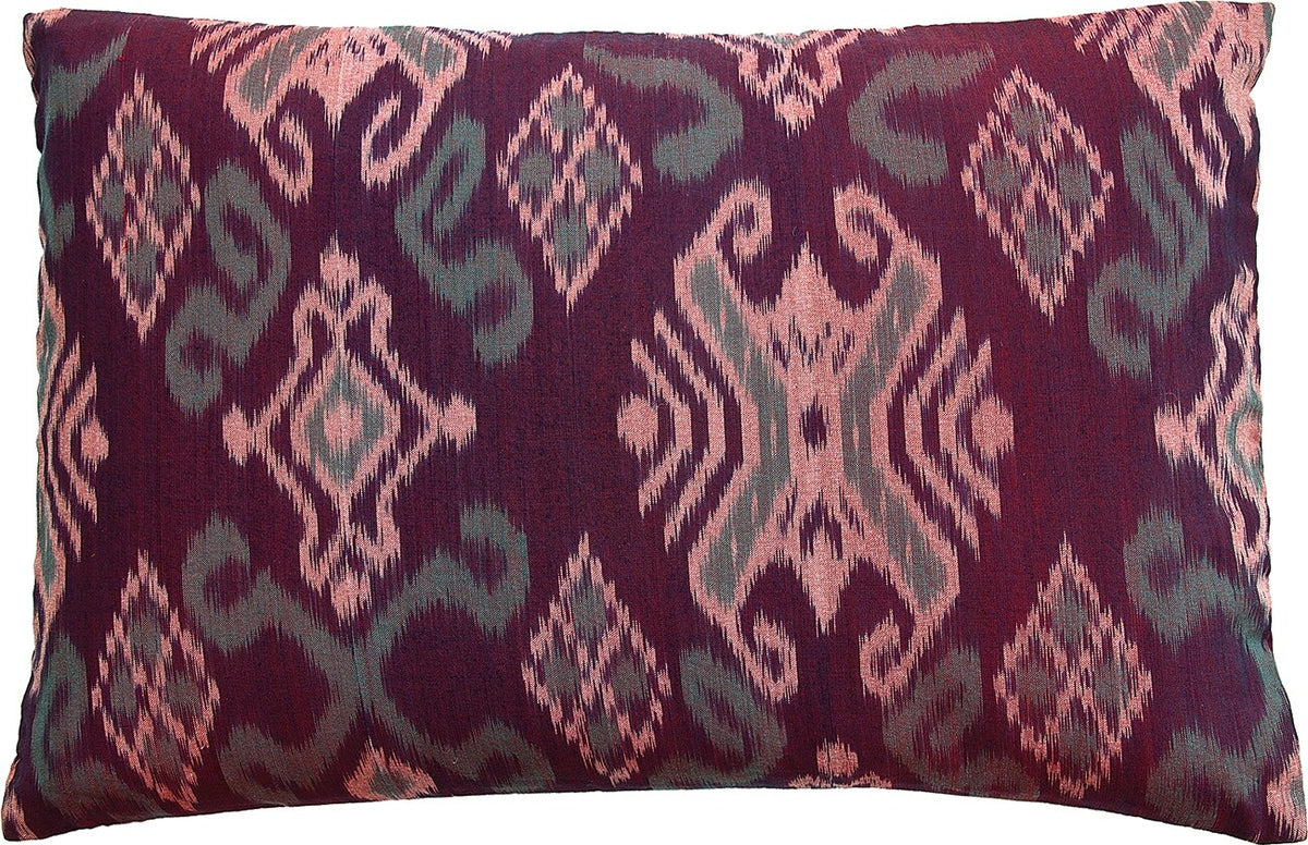 Burgundy Red Ayu Rectangle Ikat Throw Pillow Cover - PaperLanternStore.com - Paper Lanterns, Decor, Party Lights &amp; More