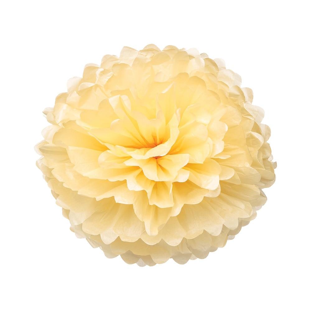 BLOWOUT Cream 10 Inch Tissue Paper Flower Pom Pom - PaperLanternStore.com - Paper Lanterns, Decor, Party Lights &amp; More