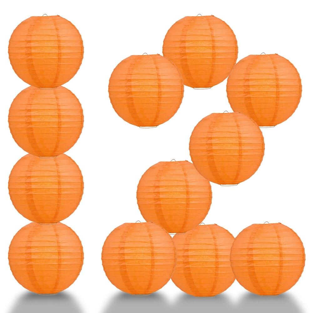 BULK PACK (12) 24&quot; Persimmon Orange Round Paper Lantern, Even Ribbing, Chinese Hanging Wedding &amp; Party Decoration - PaperLanternStore.com - Paper Lanterns, Decor, Party Lights &amp; More