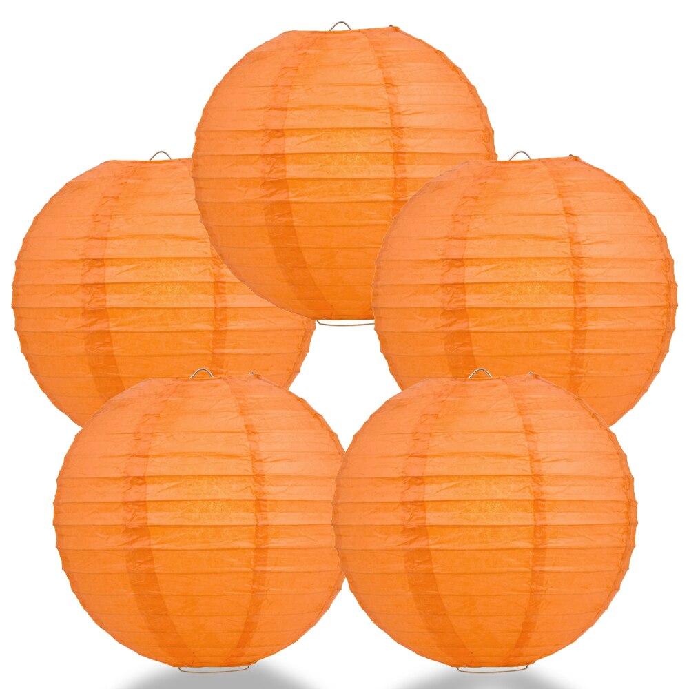 BULK PACK (5) 6&quot; Persimmon Orange Round Paper Lantern, Even Ribbing, Chinese Hanging Wedding &amp; Party Decoration - PaperLanternStore.com - Paper Lanterns, Decor, Party Lights &amp; More