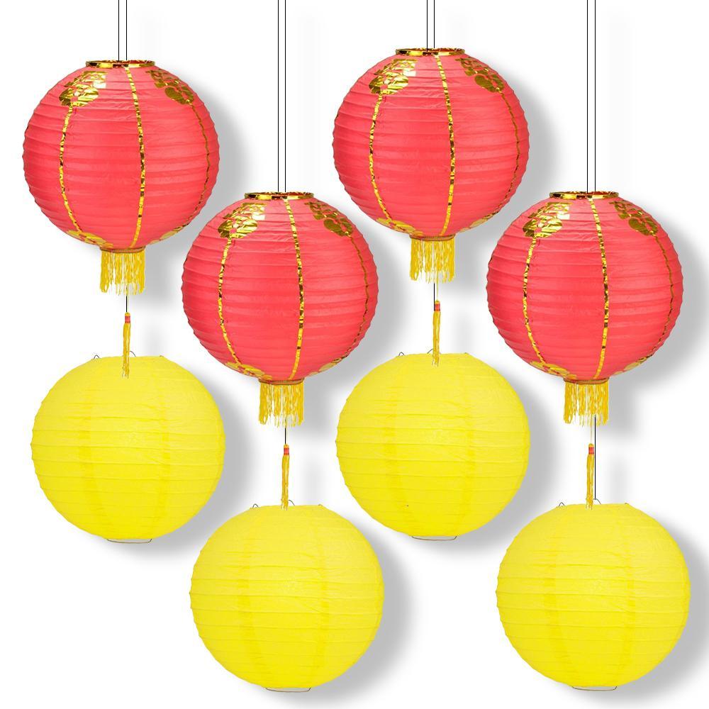 16 Pcs Smiley Face Paper Lanterns – 10 Inch Yellow Hanging Lamps For Party Decor (Birthday, Wedding, Halloween)