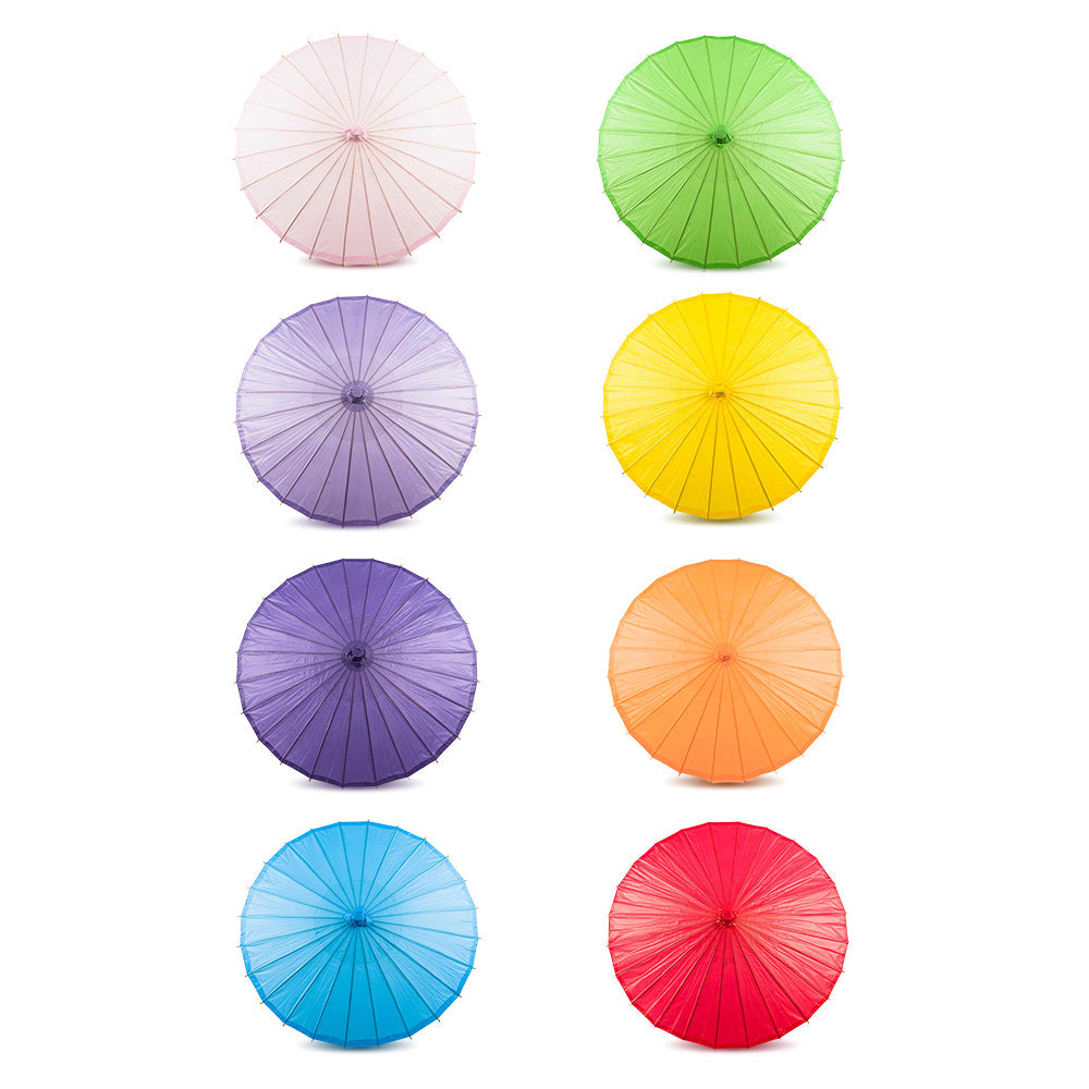 Multi-color Rainbow Variety Set of 8 Paper Parasols for Parties, Parades and Décor