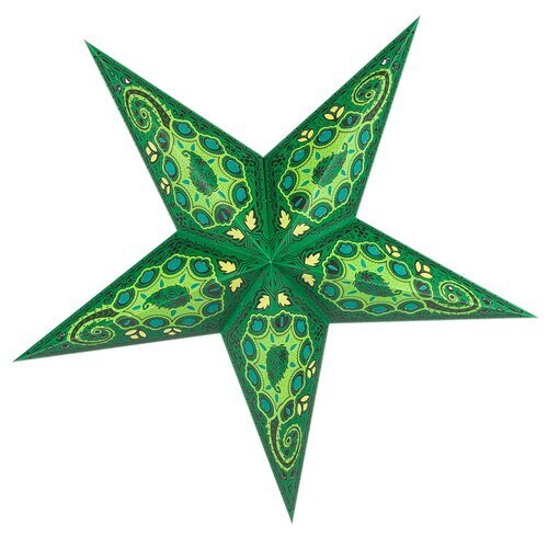 3-PACK + Cord | Green Tulip Cut 24&quot; Illuminated Paper Star Lanterns and Lamp Cord Hanging Decorations - PaperLanternStore.com - Paper Lanterns, Decor, Party Lights &amp; More