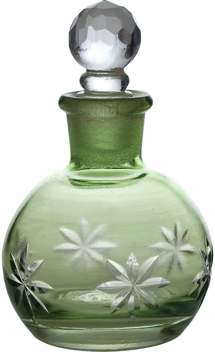 Peridot Green Nikita Colored Glass Round Perfume Bottle - SM - PaperLanternStore.com - Paper Lanterns, Decor, Party Lights &amp; More