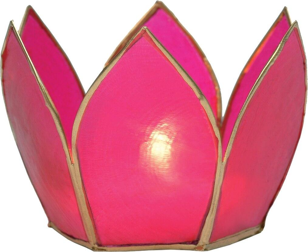 Fuchsia Pink &amp; Gold Hani Small Capiz Lotus Candle Holder - PaperLanternStore.com - Paper Lanterns, Decor, Party Lights &amp; More
