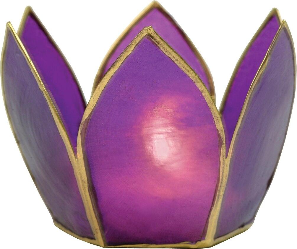 Plum Purple &amp; Gold Hani Small Capiz Lotus Candle Holder - PaperLanternStore.com - Paper Lanterns, Decor, Party Lights &amp; More