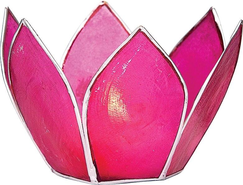 Fuchsia Pink &amp; Silver Hani Small Capiz Lotus Candle Holder - PaperLanternStore.com - Paper Lanterns, Decor, Party Lights &amp; More