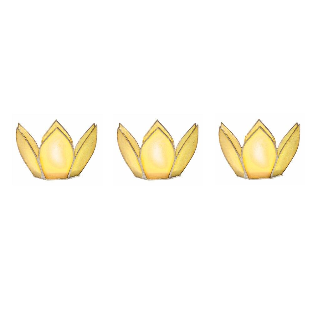Gold Hani Small Capiz Lotus Candle Holder, Set of 3 - PaperLanternStore.com - Paper Lanterns, Decor, Party Lights &amp; More