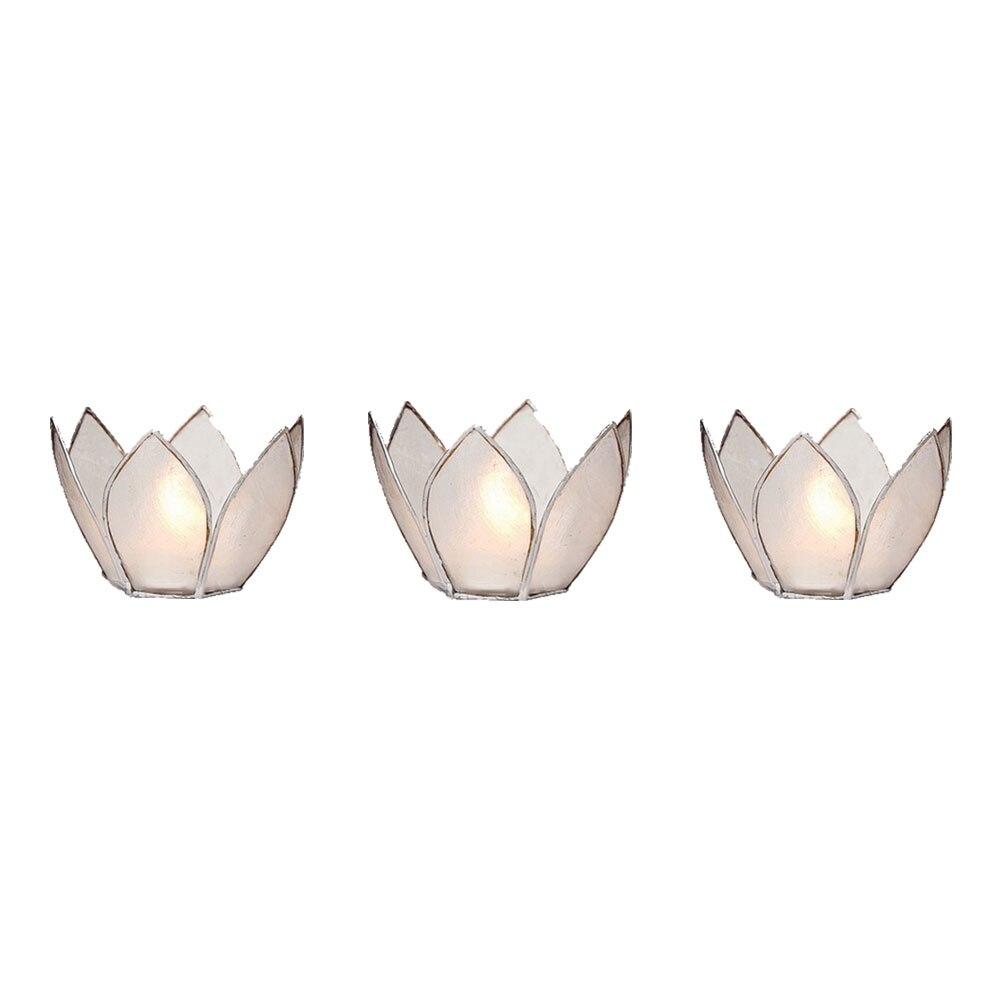White &amp; Silver Hani Small Capiz Lotus Candle Holder Set of 3 - PaperLanternStore.com - Paper Lanterns, Decor, Party Lights &amp; More