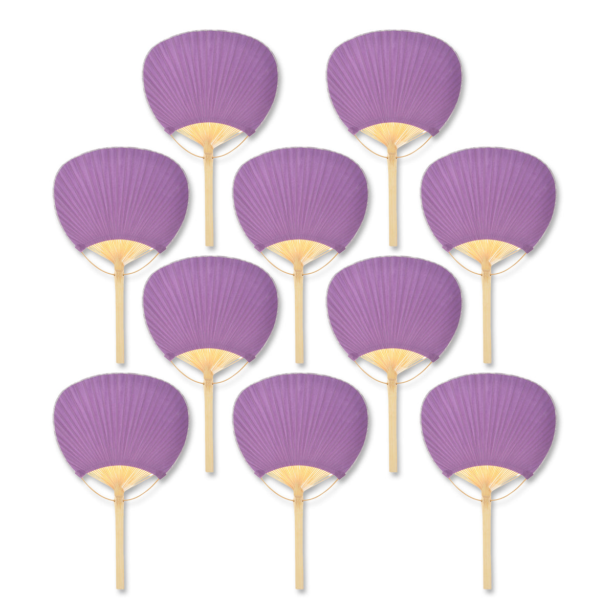 9&quot; Purple Paddle Paper Hand Fans for Weddings (10 Pack)