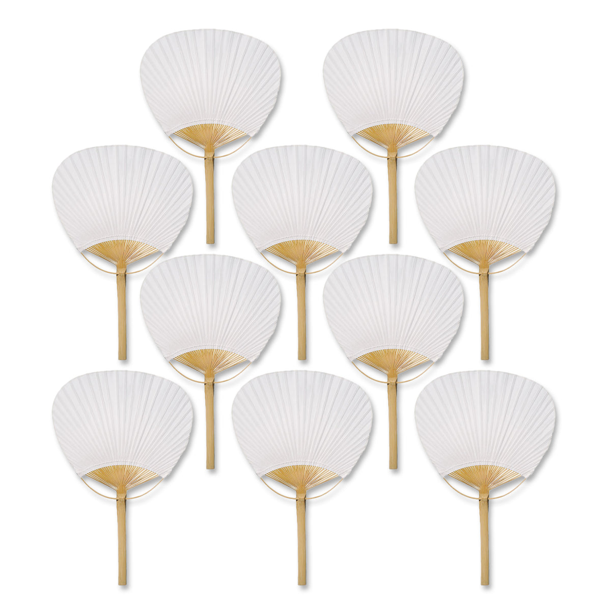 9&quot; White Paddle Paper Hand Fans for Weddings (10 Pack)