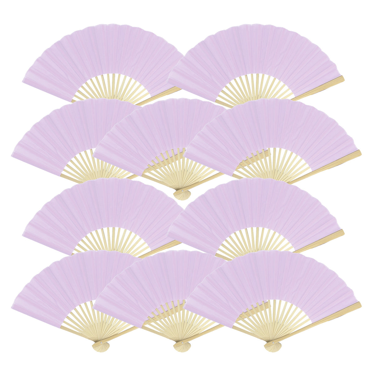 9&quot; Lavender Silk Hand Fans for Weddings (10 Pack)