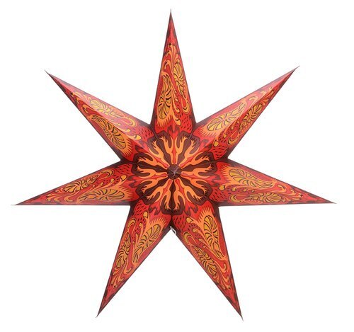 3-PACK + Cord | 7 Point Crimson Fantasy 24&quot; Illuminated Paper Star Lanterns and Lamp Cord Hanging Decorations - PaperLanternStore.com - Paper Lanterns, Decor, Party Lights &amp; More