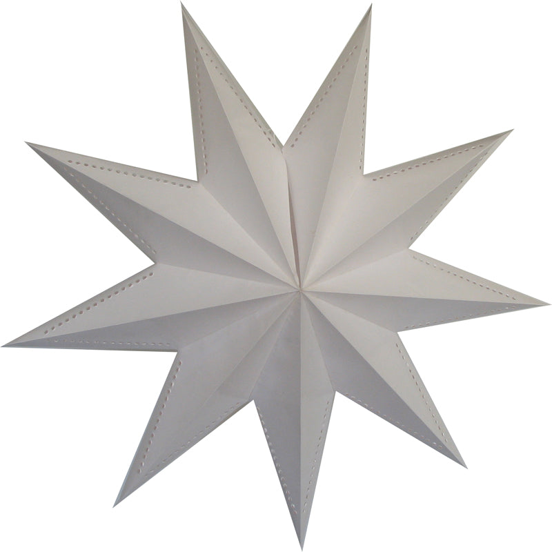 30" 9 Point White Laminate Paper Star Lantern, Chinese Hanging Wedding & Party Decoration - PaperLanternStore.com - Paper Lanterns, Decor, Party Lights & More