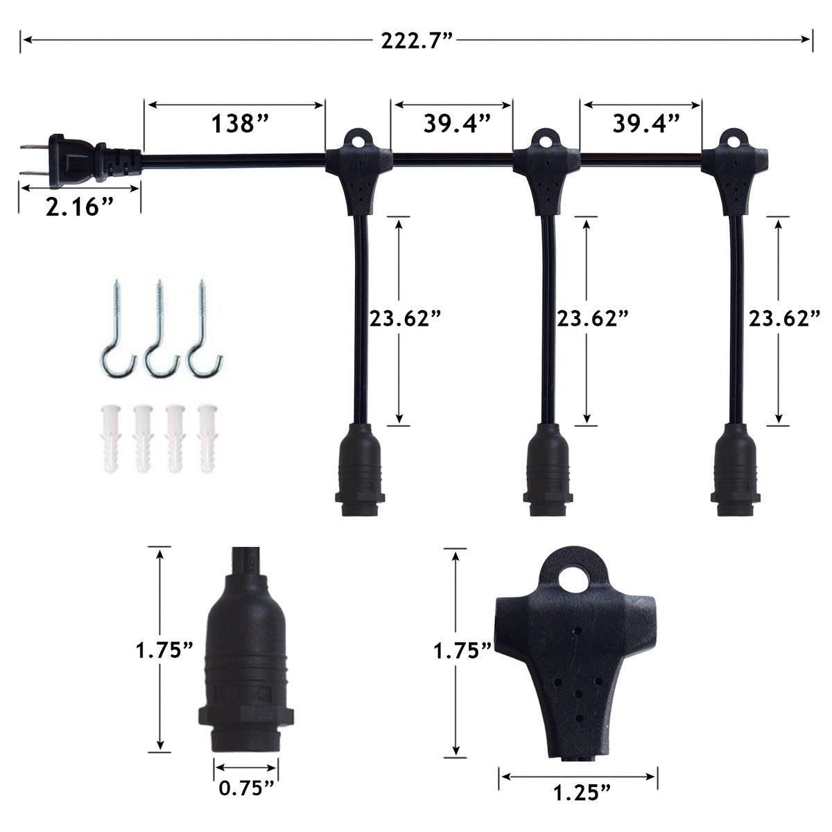 3-PACK 24&quot; Dark Blue 5-Point Weatherproof Outdoor Plastic Star Lantern, with LED Bulbs and Lamp Cord Light Included