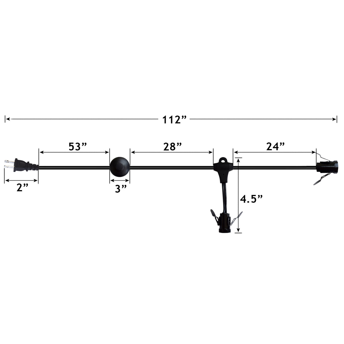 2-Socket E12 Lamp Cord for Standing Floor Lamp with Foot Switch, 9 FT (CORD ONLY)