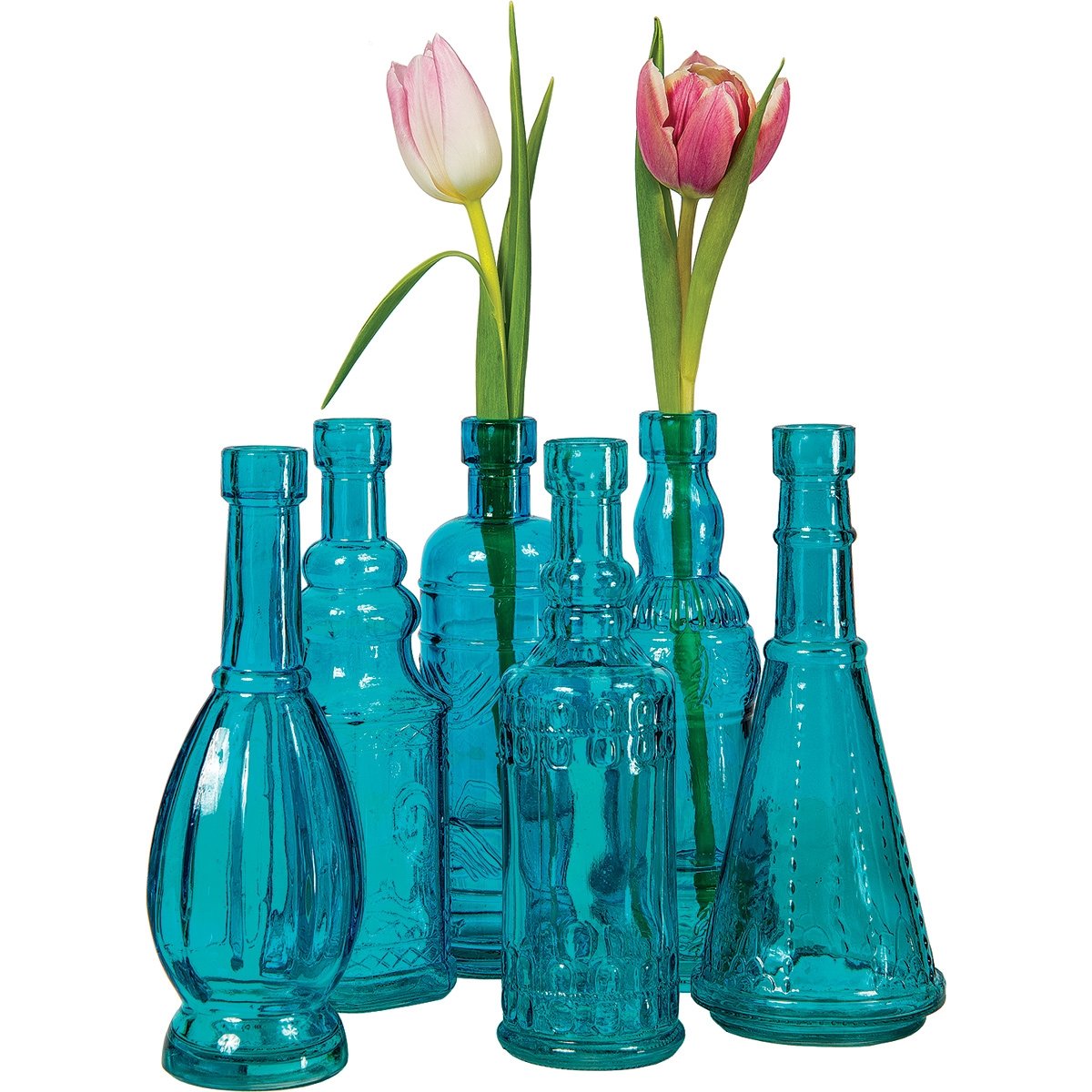 Turquoise Sierra Glass Bottle Set - PaperLanternStore.com - Paper Lanterns, Decor, Party Lights &amp; More