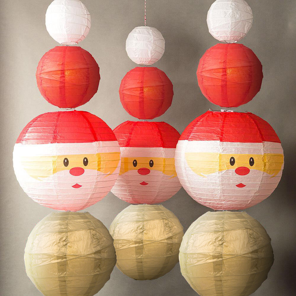 12-pc Santa Claus Holiday Christmas Party Pack Paper Lanterns Combo Set