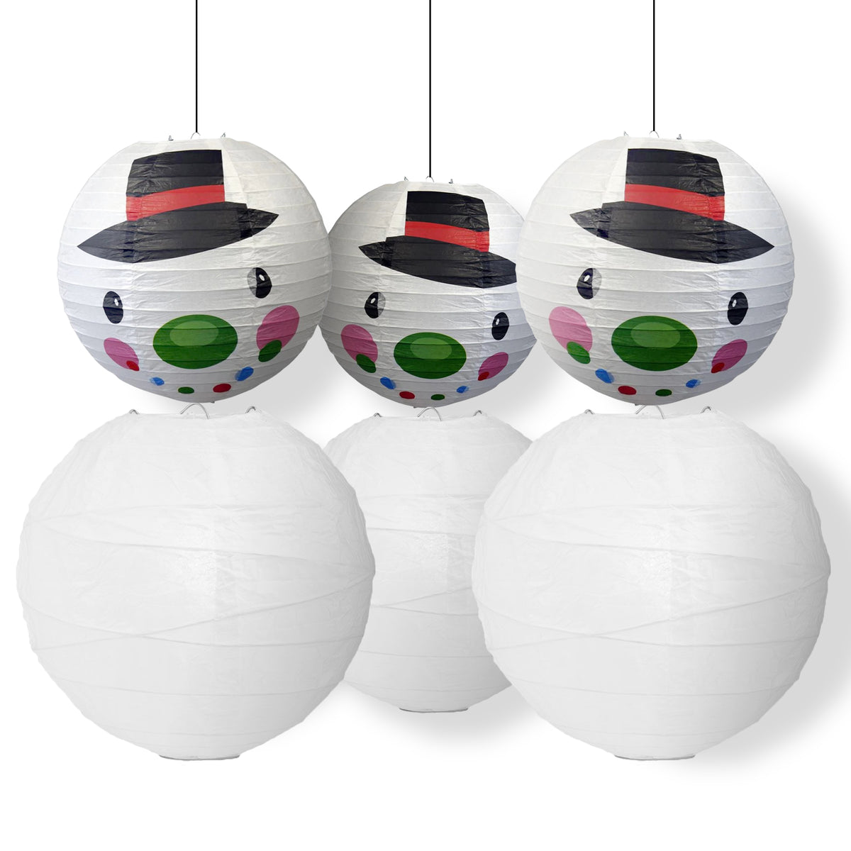 6-pc Frosty Snowman Holiday Christmas Party Pack Paper Lanterns Combo Set