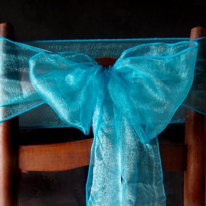 Turquoise Organza Chair Sashes (9FT, 10 PACK) on Sale Now