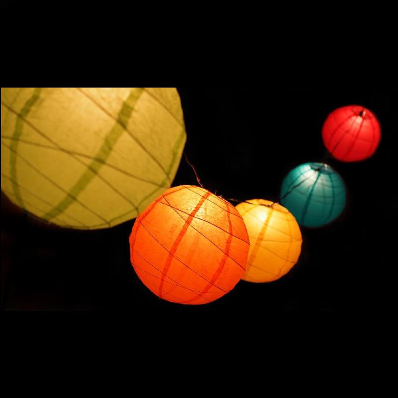 MoonBright 12 inch Cinco de Mayo Fiesta Crisscross Ribbing Paper Lantern String Light Combo Kit 21 ft by PaperLanternStore White