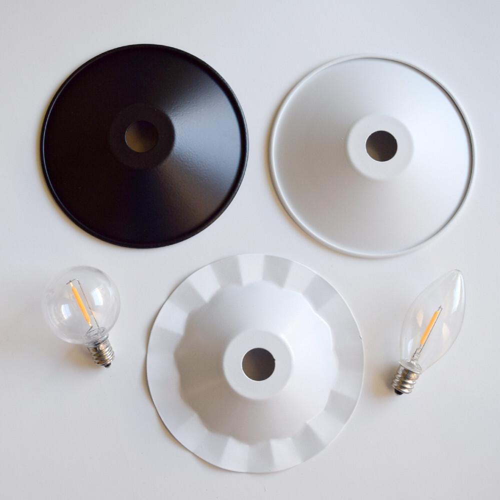 Classic Metal Patio Metal Light Bulb Shade for Outdoor Commercial String Lights, E12, White - PaperLanternStore.com - Paper Lanterns, Decor, Party Lights & More