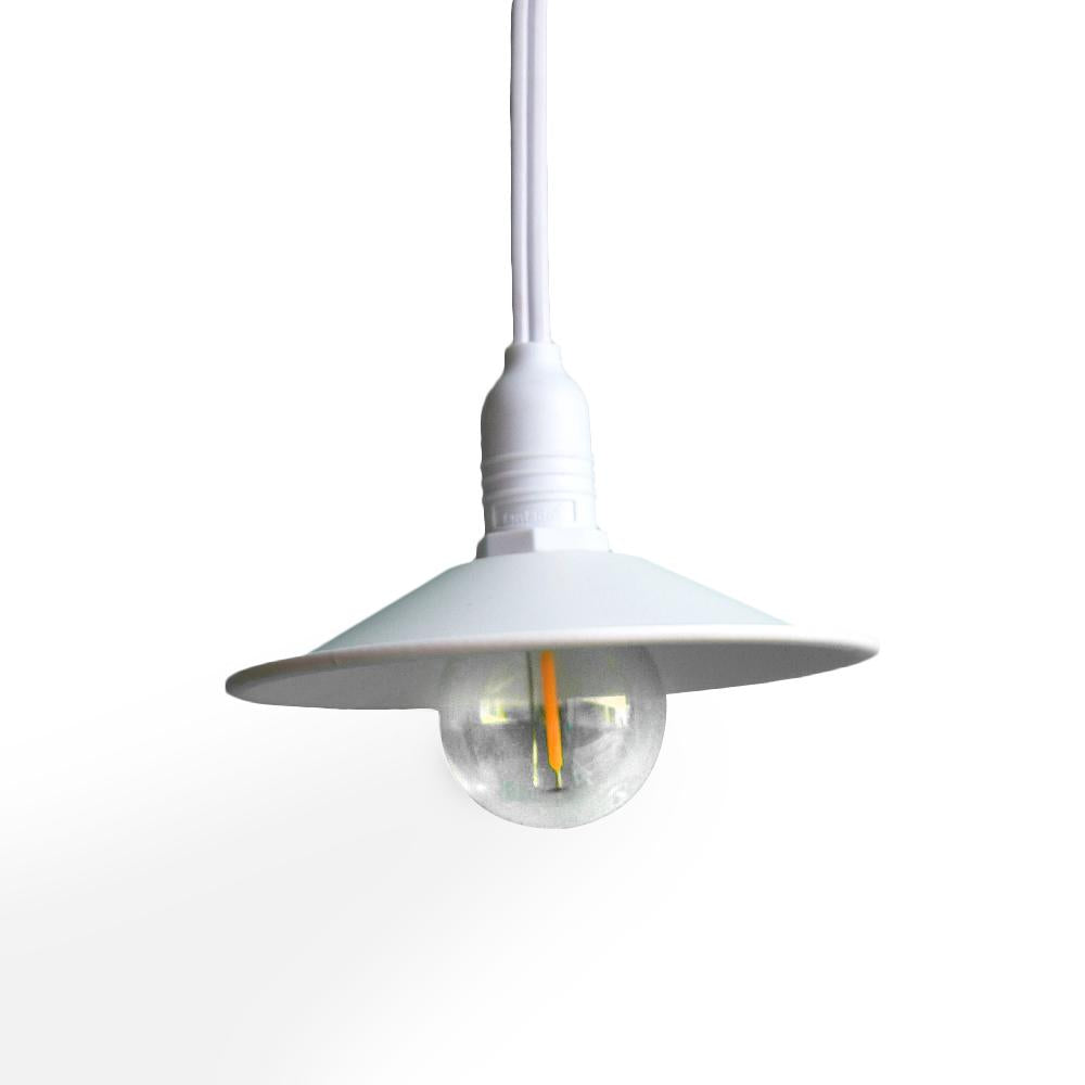 Classic Metal Patio Metal Light Bulb Shade for Outdoor Commercial String Lights, E12, White - PaperLanternStore.com - Paper Lanterns, Decor, Party Lights & More