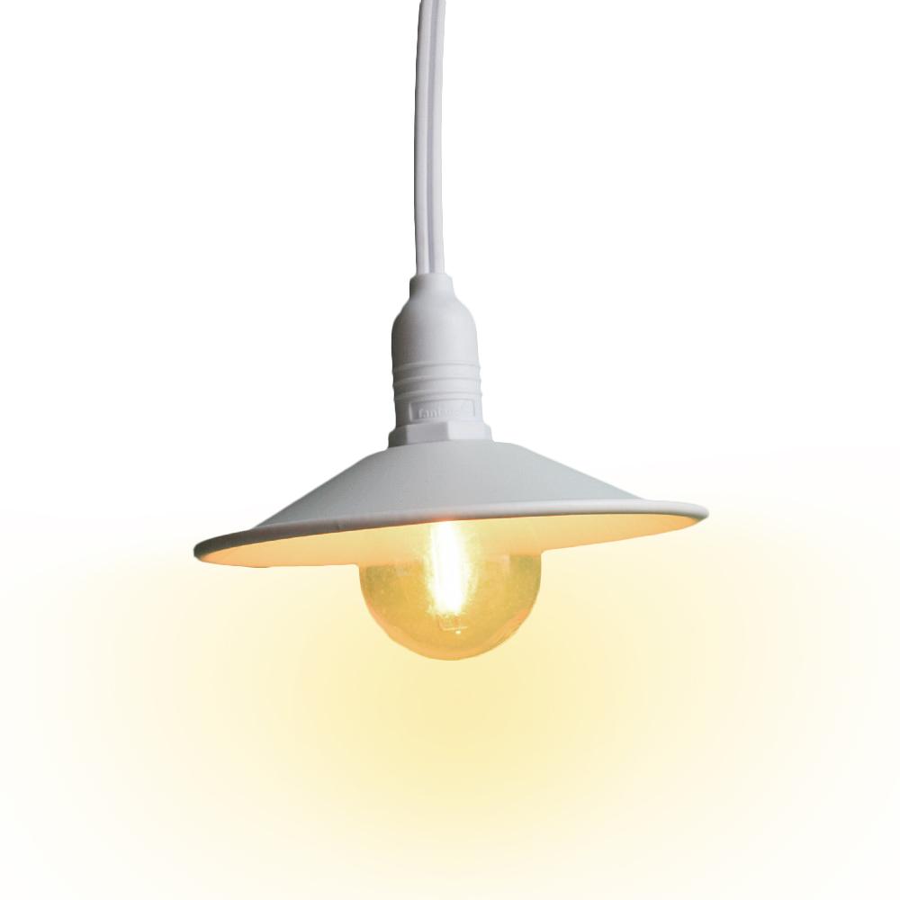 Classic Metal Patio Metal Light Bulb Shade for Outdoor Commercial String Lights, E12, White - PaperLanternStore.com - Paper Lanterns, Decor, Party Lights & More