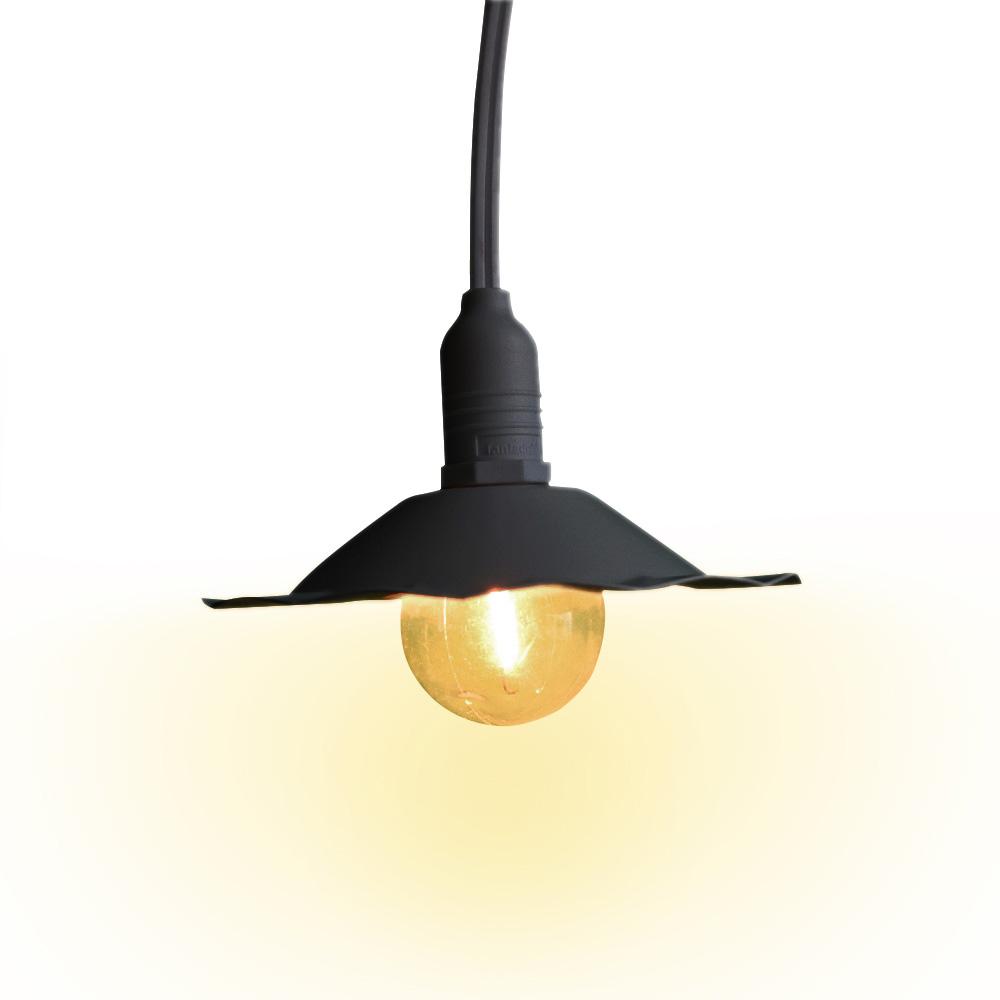 Scallop Patio Metal Light Bulb Shade for Outdoor Commercial String Lights, E12, Black - PaperLanternStore.com - Paper Lanterns, Decor, Party Lights &amp; More