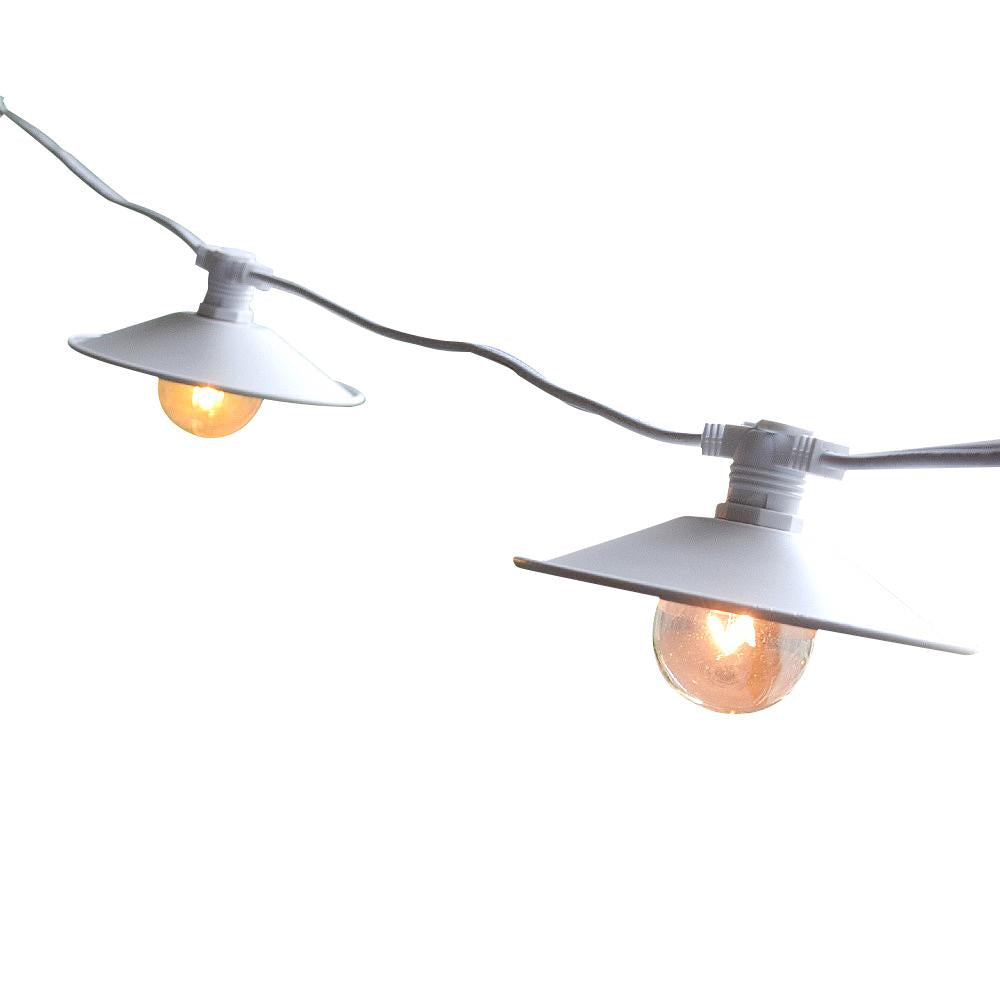 Classic Metal Patio Metal Light Bulb Shade for Outdoor Commercial String Lights, E12, White - PaperLanternStore.com - Paper Lanterns, Decor, Party Lights & More