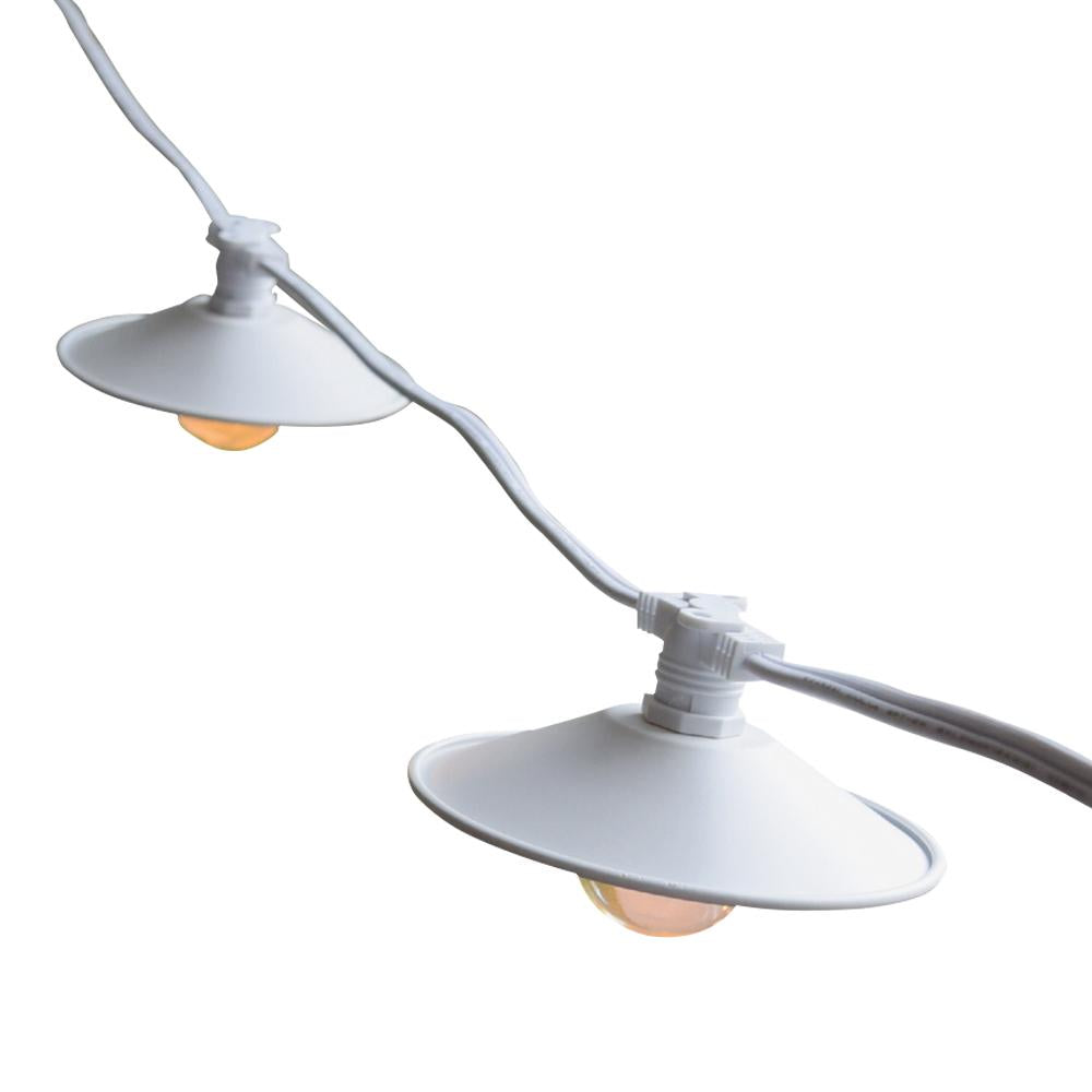 Classic Metal Patio Metal Light Bulb Shade for Outdoor Commercial String Lights, E12, White - PaperLanternStore.com - Paper Lanterns, Decor, Party Lights & More