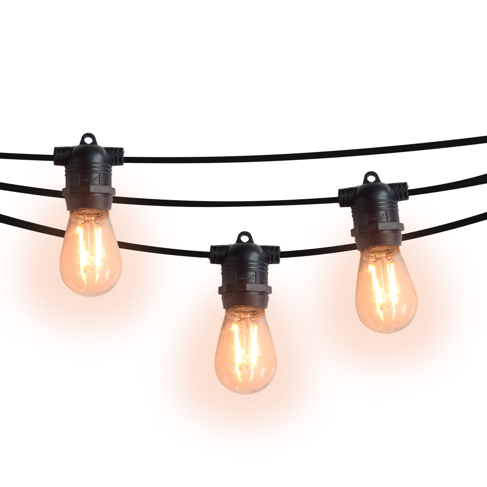 (Cord Only) 24 Socket SJTW Outdoor Commercial DIY String Light 54 FT Black Cord w/ E26 Medium Base, Weatherproof (Estimated Arrival: 6/14/21)