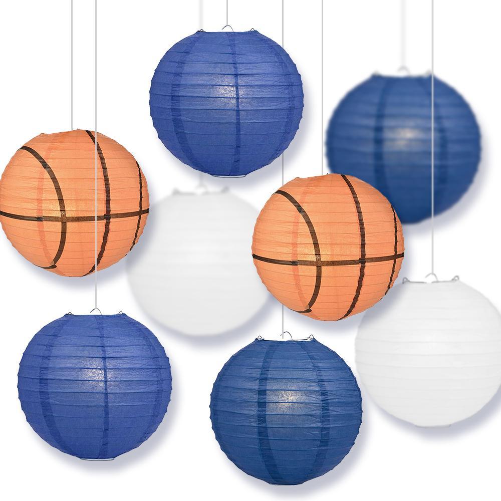South Carolina College Basketball 14-inch Paper Lanterns 8pc Combo Party Pack - Dark Blue, Navy Blue, White - PaperLanternStore.com - Paper Lanterns, Decor, Party Lights & More