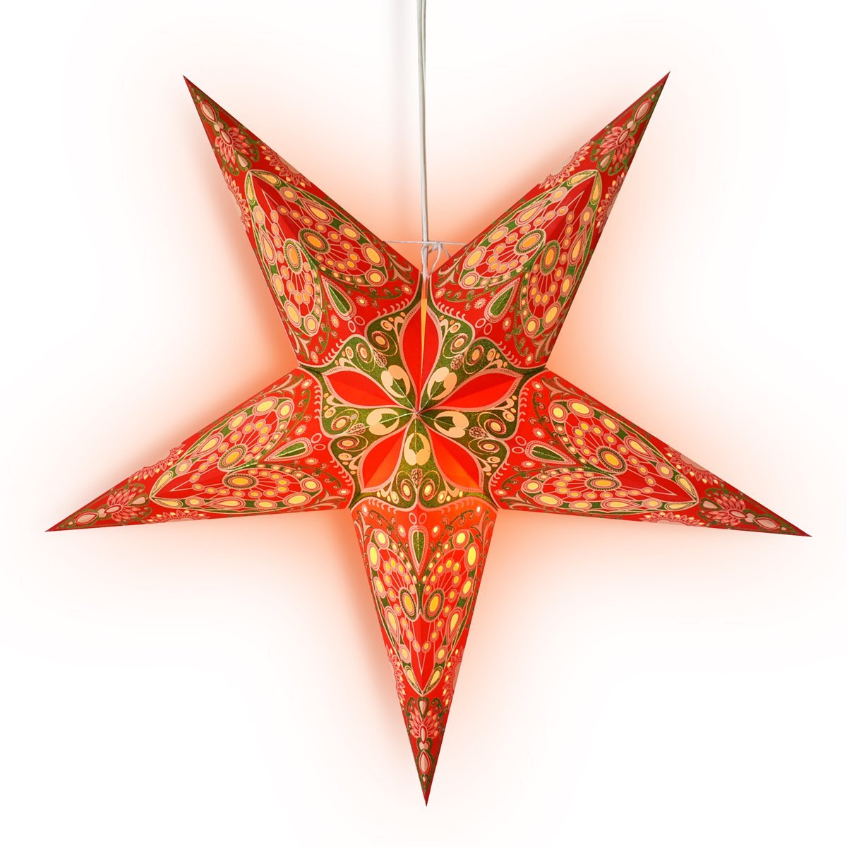 24" Red Heart Paper Star Lantern, Hanging Wedding & Party Decoration - PaperLanternStore.com - Paper Lanterns, Decor, Party Lights & More