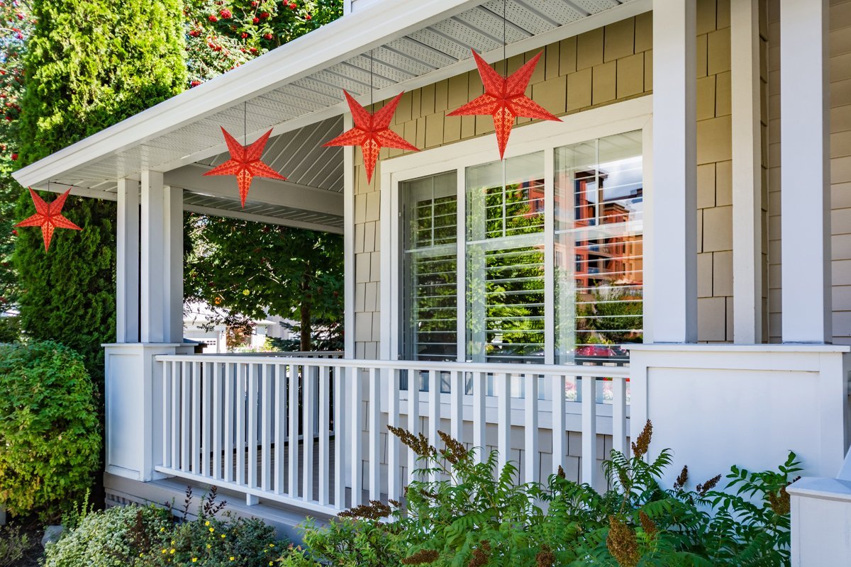 LANTERN + CORD + BULB | 24&quot; Red Weatherproof Star Lantern Lamp, Hanging Decoration - PaperLanternStore.com - Paper Lanterns, Decor, Party Lights &amp; More