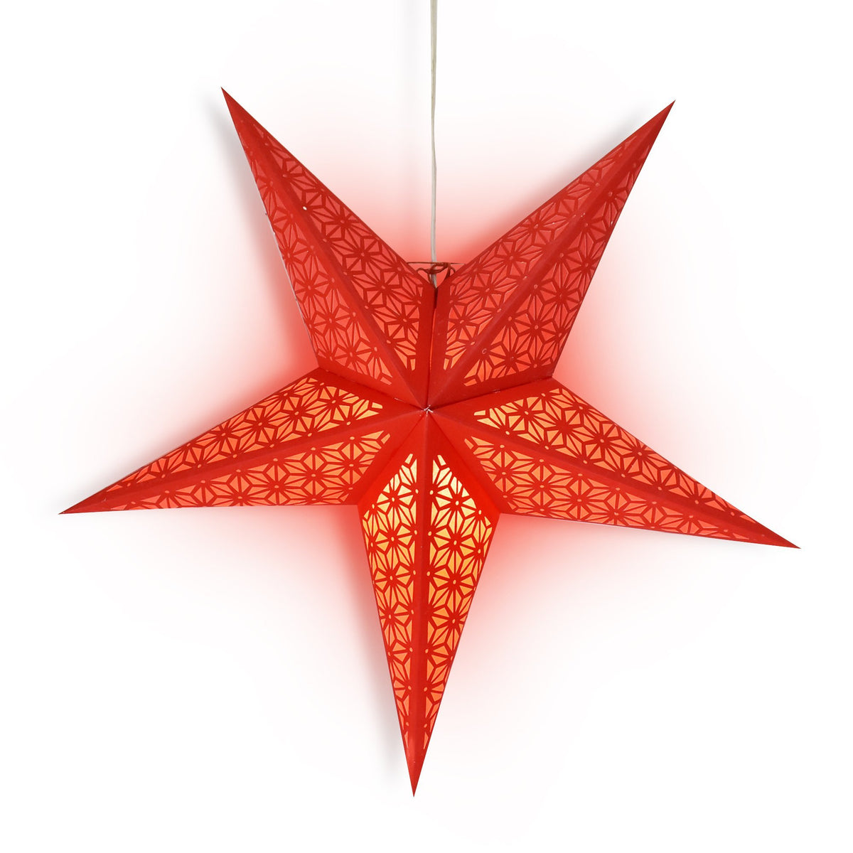 3-PACK + Cord | 24&quot; Red Geodesic Paper Star Lantern and Lamp Cord Hanging Decoration - PaperLanternStore.com - Paper Lanterns, Decor, Party Lights &amp; More