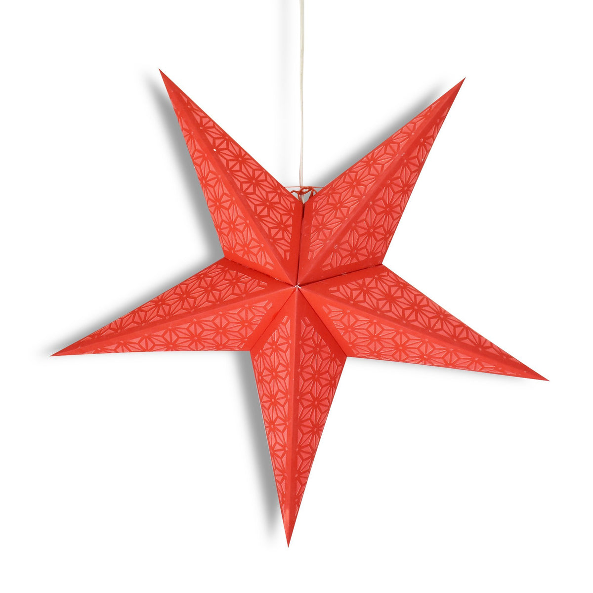 3-PACK + Cord | 24&quot; Red Geodesic Paper Star Lantern and Lamp Cord Hanging Decoration - PaperLanternStore.com - Paper Lanterns, Decor, Party Lights &amp; More