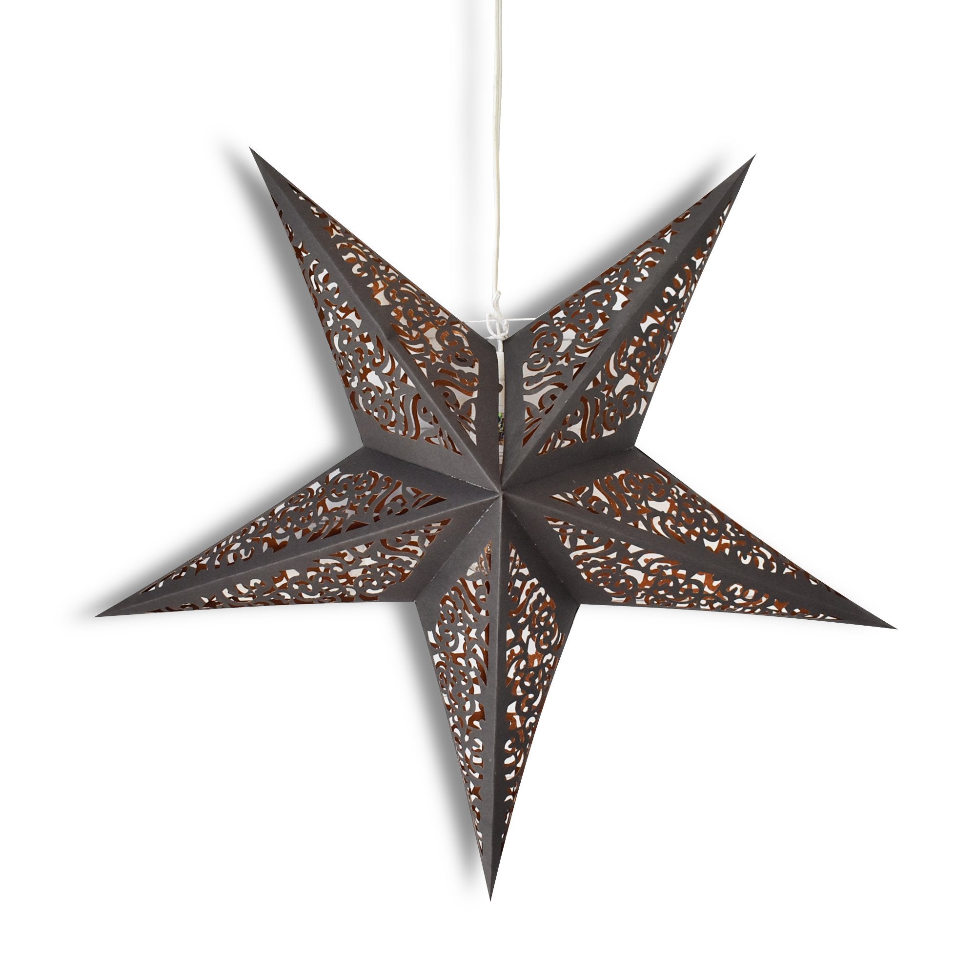 24" Black / Gold Moroccan Glitter Paper Star Lantern, Hanging Wedding & Party Decoration - PaperLanternStore.com - Paper Lanterns, Decor, Party Lights & More