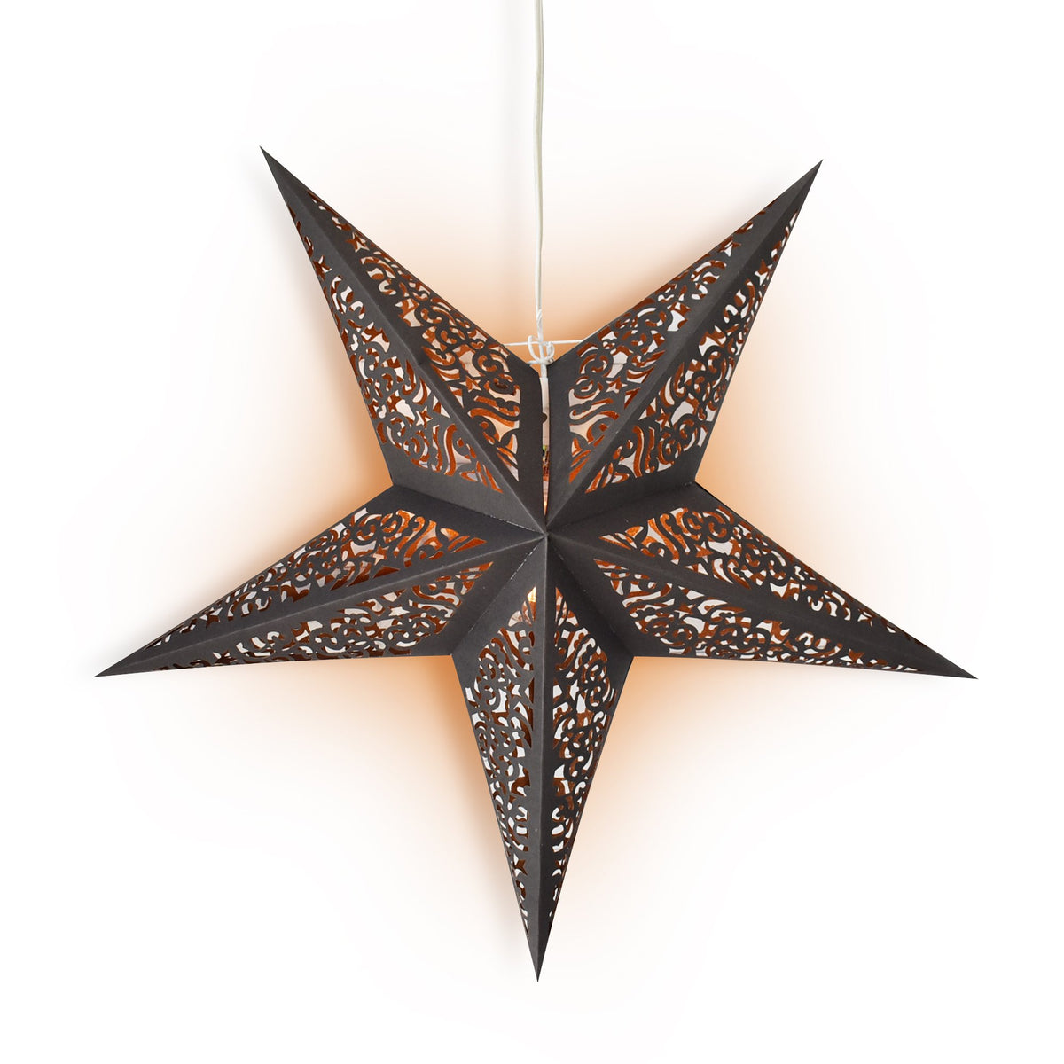 24&quot; Black / Gold Moroccan Glitter Paper Star Lantern, Hanging Wedding &amp; Party Decoration - PaperLanternStore.com - Paper Lanterns, Decor, Party Lights &amp; More