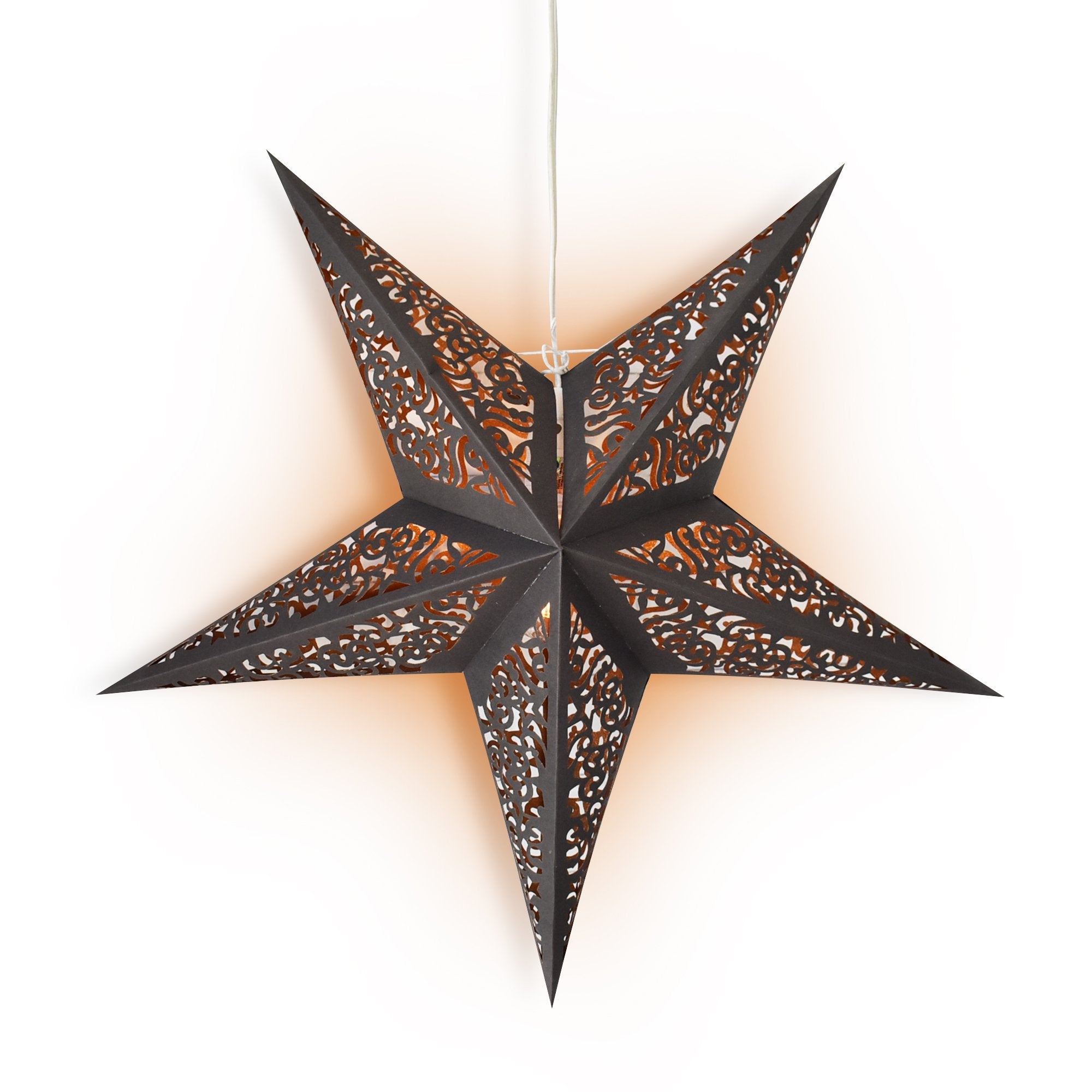 24" Black / Gold Moroccan Glitter Paper Star Lantern, Hanging Wedding & Party Decoration - PaperLanternStore.com - Paper Lanterns, Decor, Party Lights & More