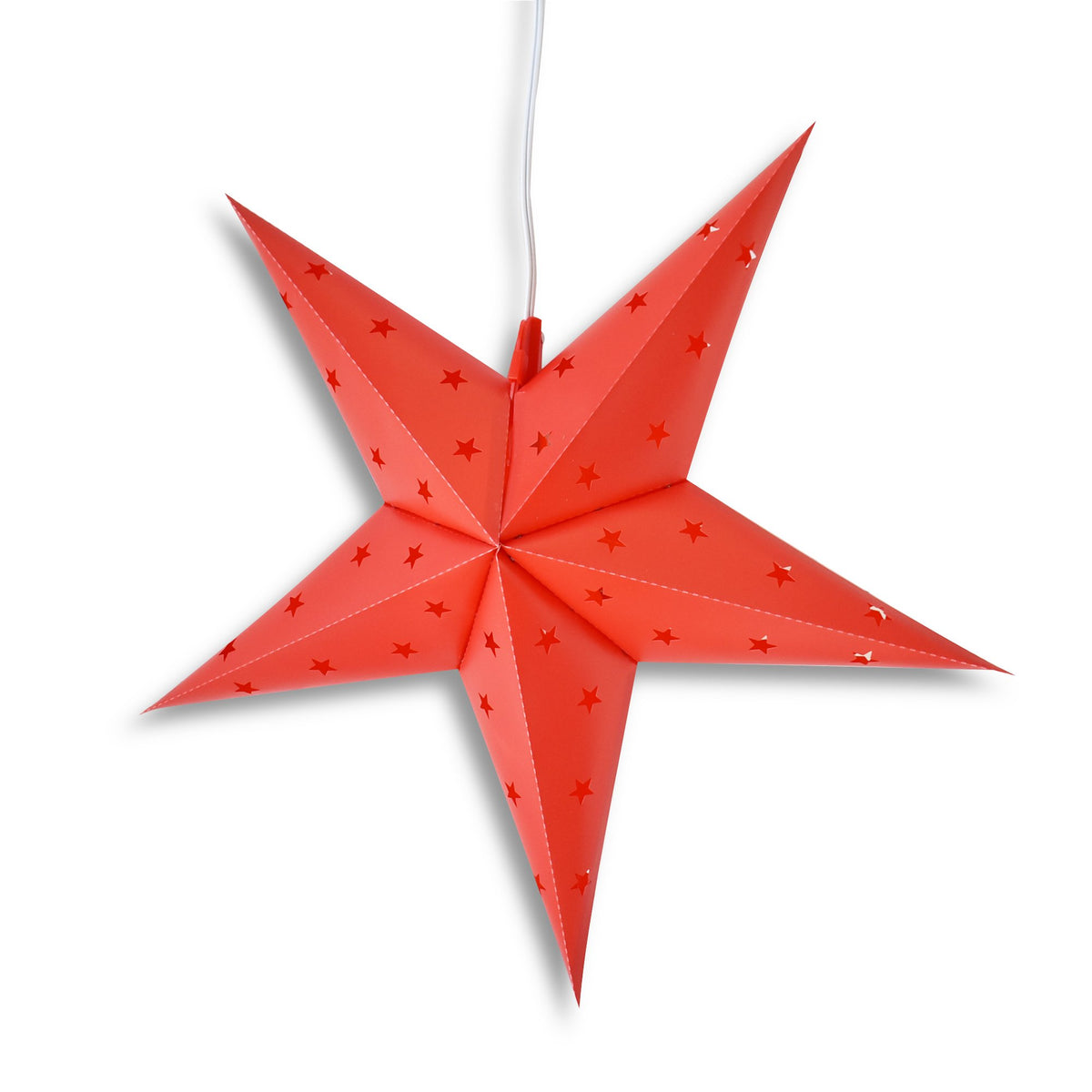 LANTERN + CORD + BULB | 30&quot; Red 5-Point Weatherproof Star Lantern Lamp, Hanging Decoration - PaperLanternStore.com - Paper Lanterns, Decor, Party Lights &amp; More