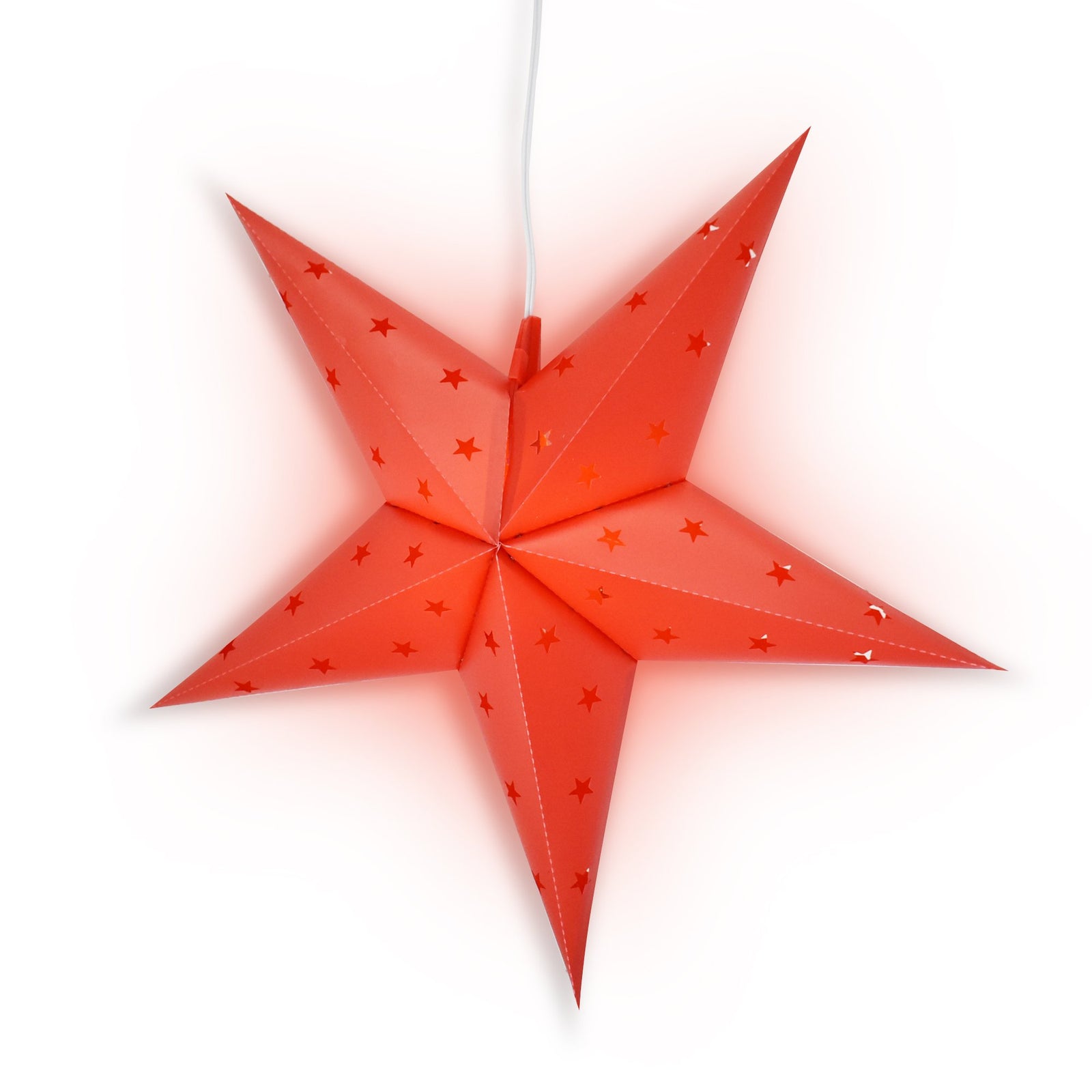 22" Red Weatherproof Star Lantern Lamp, Hanging Decoration (Shade Only)