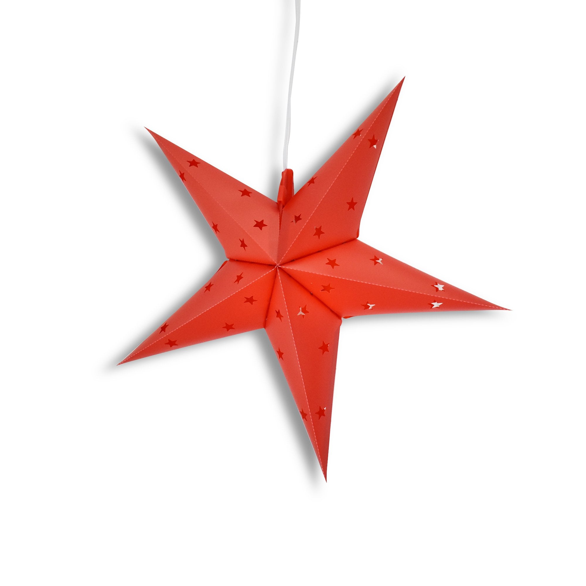 19" Red Weatherproof Star Lantern Lamp, Hanging Decoration (Shade Only)