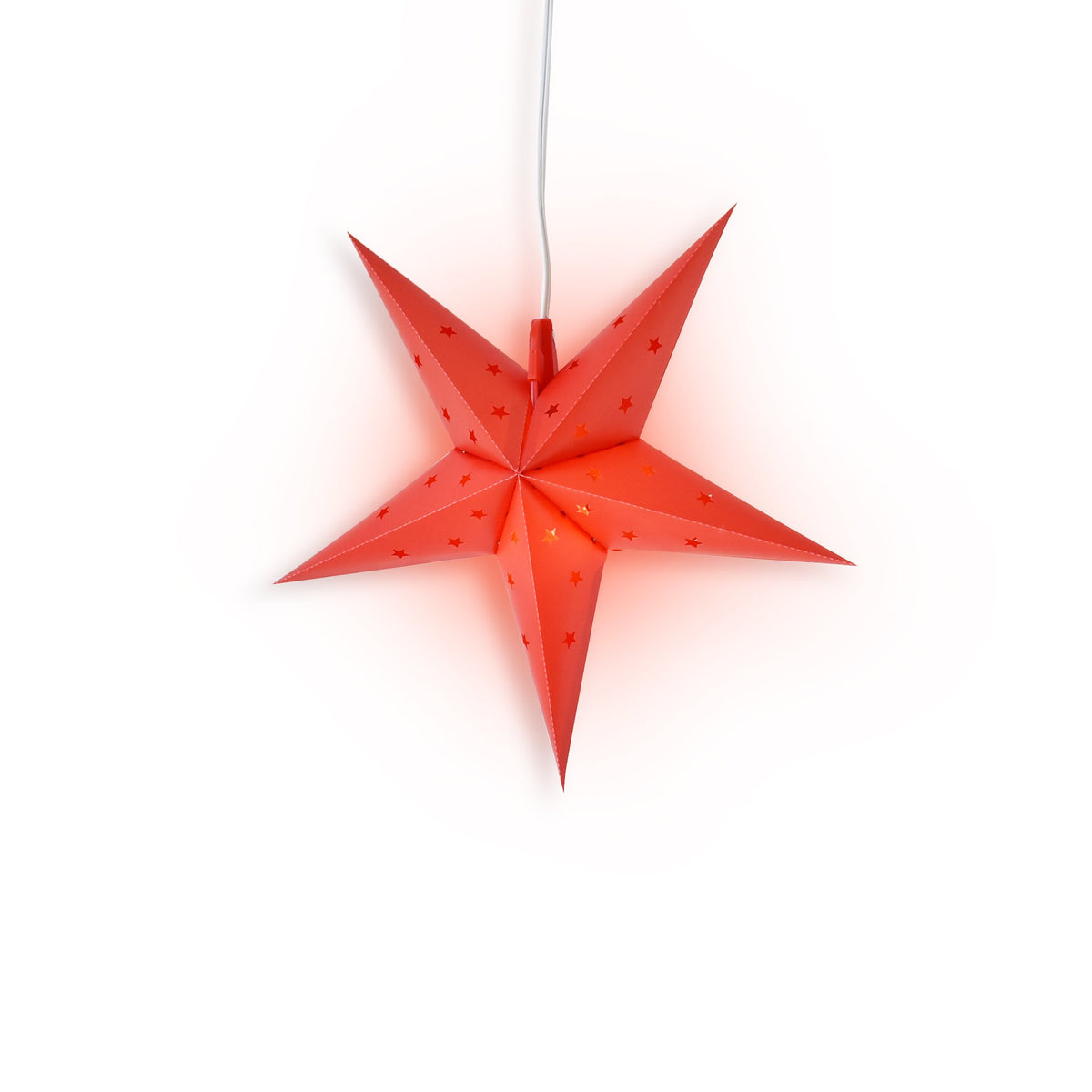 LANTERN + CORD + BULB | 16&quot; Red Weatherproof Star Lantern Lamp, Hanging Decoration - PaperLanternStore.com - Paper Lanterns, Decor, Party Lights &amp; More