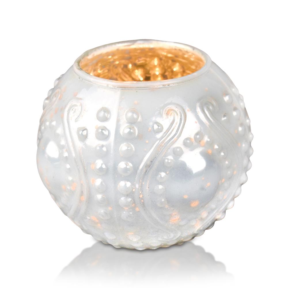 Vintage Glam Mercury Glass Tealight Votive Candle Holders (Pearl White, Set of 4, Assorted Designs and Sizes) - for Weddings, Events and Home Décor - PaperLanternStore.com - Paper Lanterns, Decor, Party Lights &amp; More