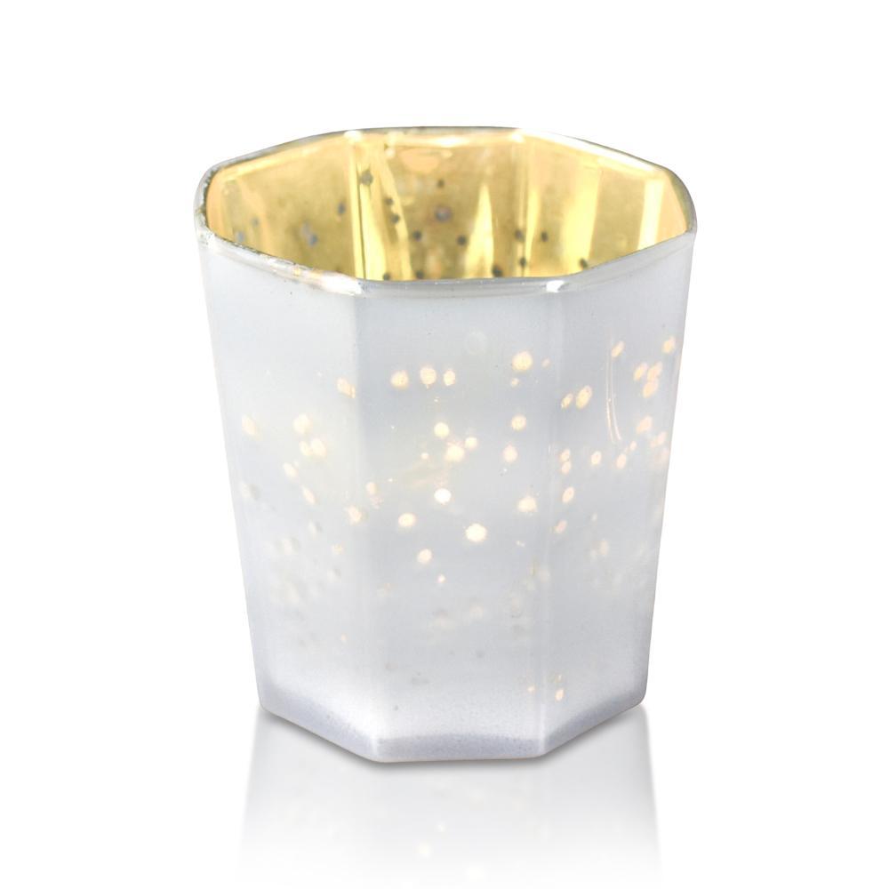 Patricia Mercury Glass Tealight Holder - Pearl White For Use with Tea Lights - For Home Decor, Parties and Wedding Decorations - PaperLanternStore.com - Paper Lanterns, Decor, Party Lights &amp; More