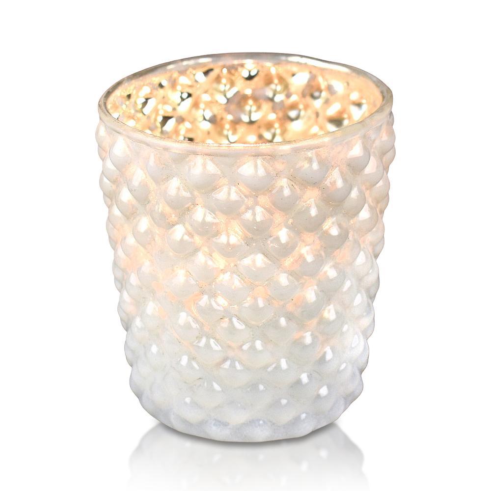 Best of Show Mercury Glass Tealight Votive Candle Holders (Pearl White, Set of 4, Assorted Styles) - for Weddings, Events, Parties, and Home Décor, Ideal Housewarming Gift - PaperLanternStore.com - Paper Lanterns, Decor, Party Lights &amp; More